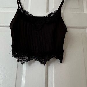 Black Lace Trim Cami Top
